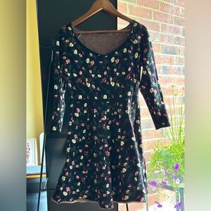 Club Monaco Embroidery Floral Black Dress